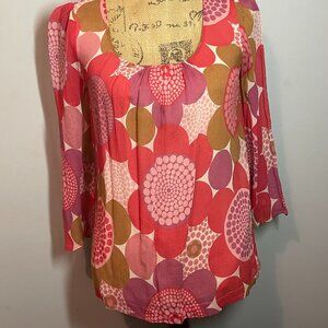 Cabi Retro Floral Blouse – Size 4 – 100% Silk
